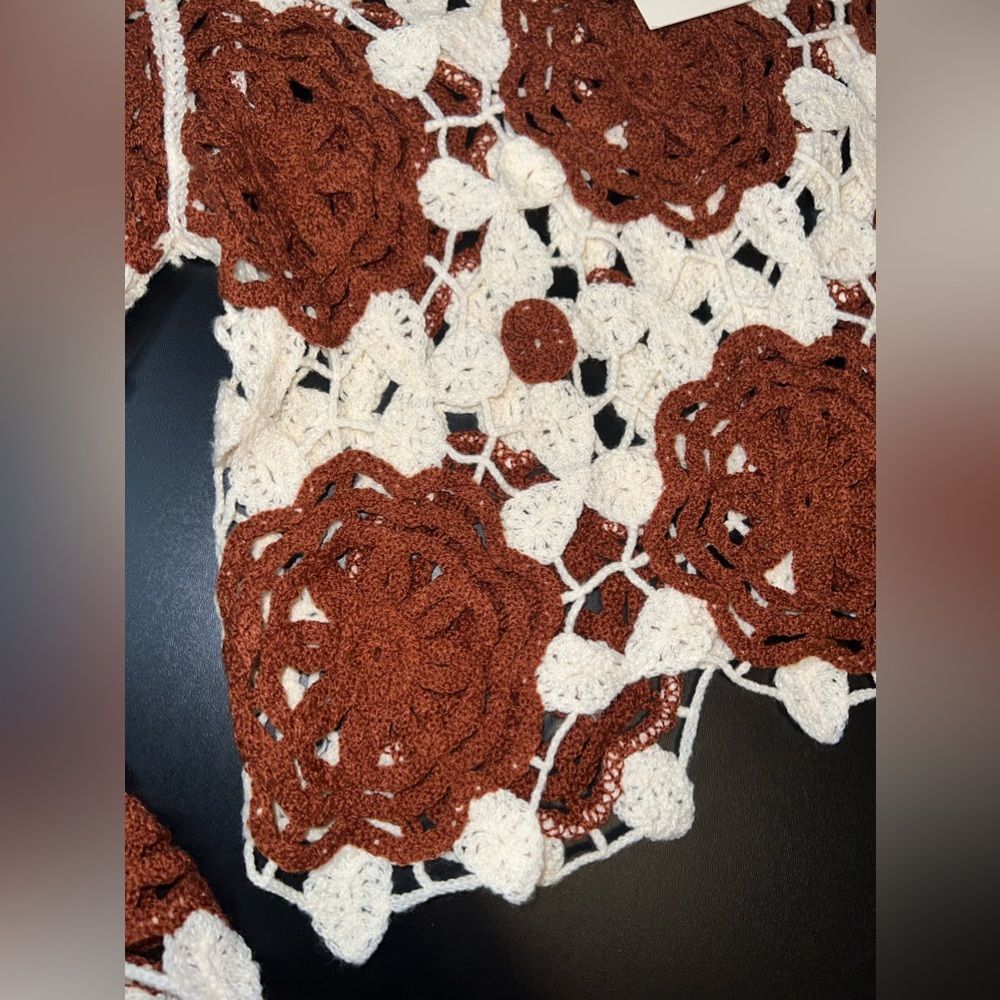 Rebellion Again Crocheted Boho Cropped Top Size Medium NWT festival - Picture 3 of 7